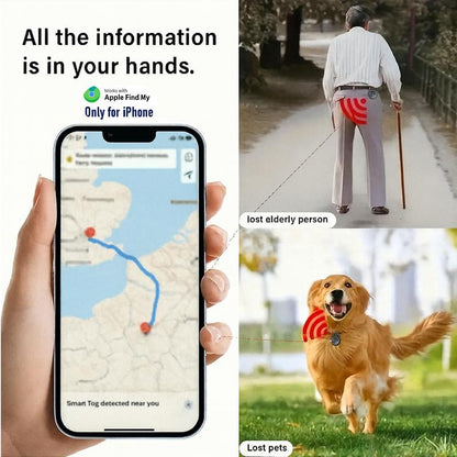 [Fall Deals] Tukio GPS Tracker for Cars & Pets - Mini Clear Design, Weatherproof Case, Anti-Lost Device, Works with Apple Find My Ios Only, IP67 Waterproof, Replaceable Battery Protection