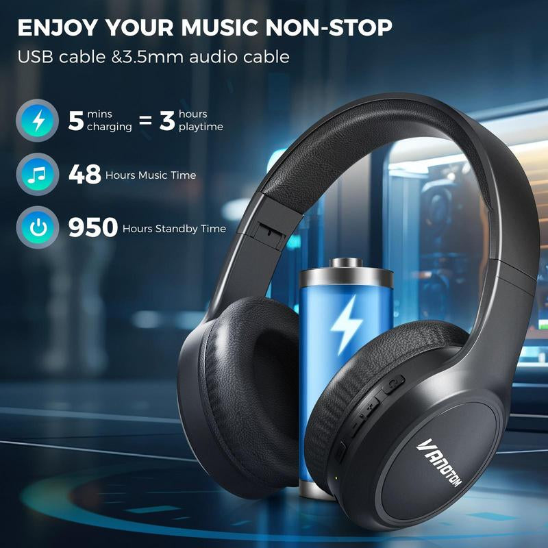 Wireless Headphone, Foldable Bluetooth Headphones over Ear, Wireless Headset for Gaming, Phones, Computers, Electronics Audio Headphone Gift