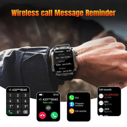 New 2025 Manly Style Smart Sports Watch with Ledlights Wireless Calling, Message Reminders,Sports Mode, Voice Assistant, Weather Push,Stopwatch, Timer, Stopwatch and Otherfunctions, Smartwatch for Men, Compatiblewith Android and Iphone Phones