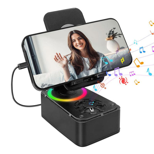 Wireless Audio Bluetooth Speaker, 3In1 Cellphone Holder, with USB Emergencyrechargeable (1200Mah), LED Nightlight, 360°Foldable for Phone or Pad, for Home, Car, Outdoorgifts for Friend, Family