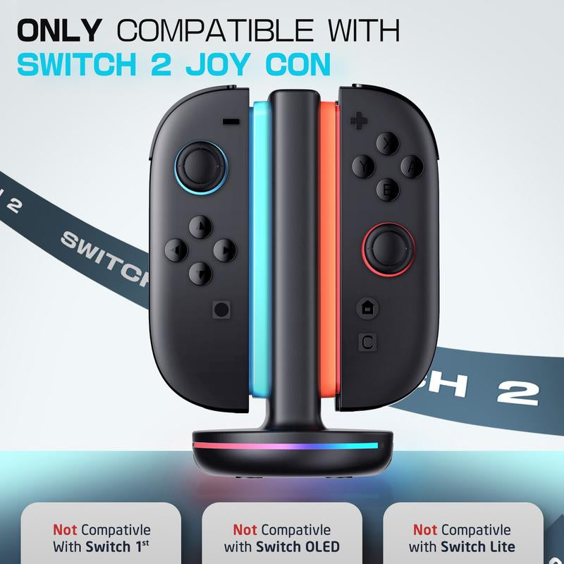 Supcase Charging Dock for Nintendo Switch 2 Joy-Con Controllers – 4 in 1 Fast Charger Station, Magnetic & Weighted Base, Bi-Directional Design, LED Indicators & Overcharge Protection