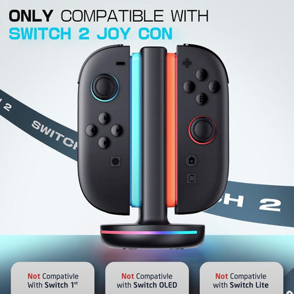 Supcase Charging Dock for Nintendo Switch 2 Joy-Con Controllers – 4 in 1 Fast Charger Station, Magnetic & Weighted Base, Bi-Directional Design, LED Indicators & Overcharge Protection