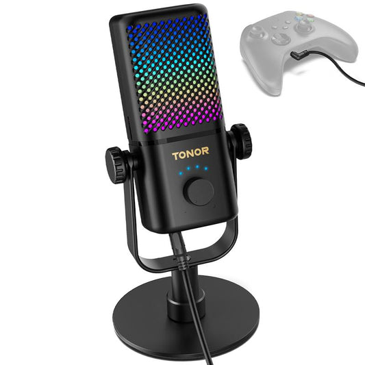 TONOR TCX3 Xbox Gaming Microphone - RGB Condenser Streaming Mic with Low Noise, Fast Charging, One Tap Mute, Compatible with Capture Card, 1.45 Pounds Cable Connection
