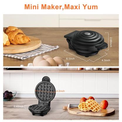 Crownful Mini Waffle Maker, Non-Stick, 4 Inch Chaffle Maker for Familes and Kids, Perfect for Breakfast, Dessert, Sandwich, Egg Cooker Machine & Kitchen Appliances
