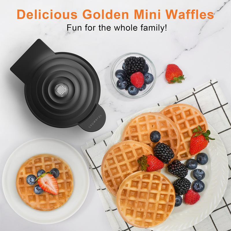Crownful Mini Waffle Maker, Non-Stick, 4 Inch Chaffle Maker for Familes and Kids, Perfect for Breakfast, Dessert, Sandwich, Egg Cooker Machine & Kitchen Appliances
