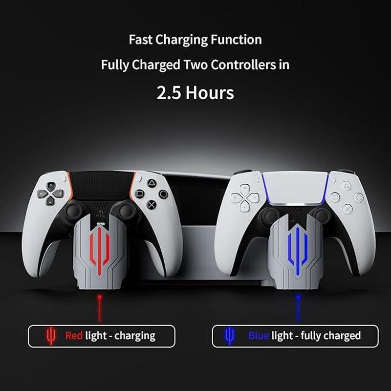 Hosanwell PS5 SLIM Horizontal Stand Compatible with PS5 (SLIM) Disc & Digital Version Dual Use Charging Station with Multi-Mode RGB Light with 3-Level Coolingfan,Compact Gamepad Sponge Video Game Console Playstation5 SLIM Wireless Smartphone Controller
