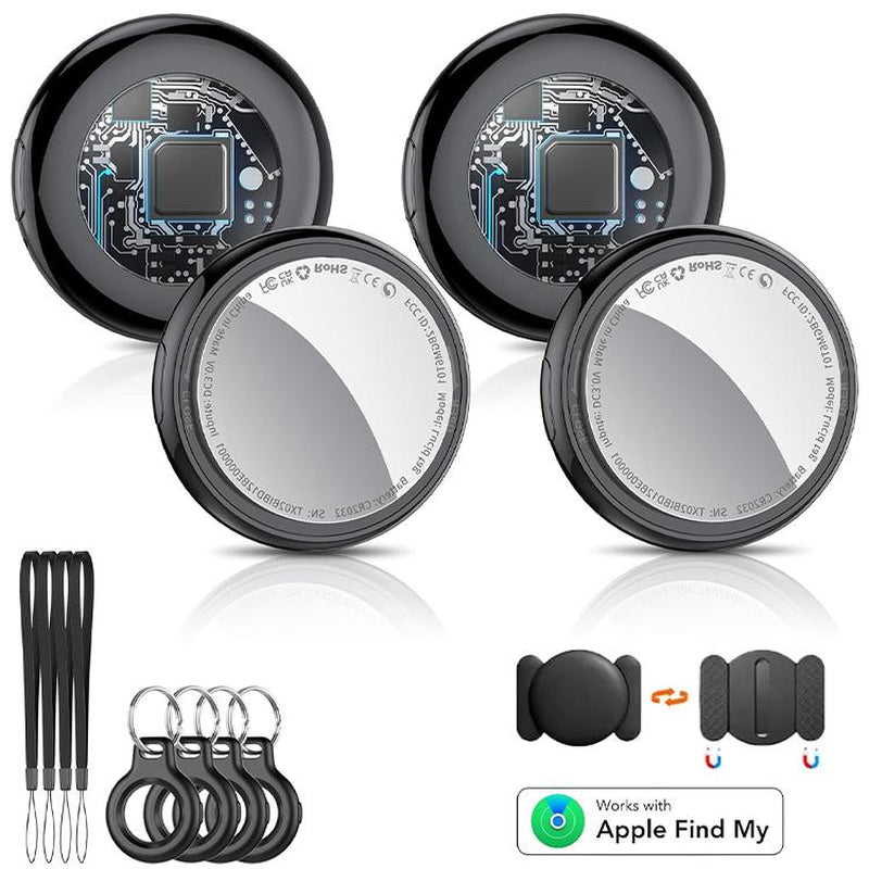 [Fall Deals] Tukio GPS Tracker for Cars & Pets - Mini Clear Design, Weatherproof Case, Anti-Lost Device, Works with Apple Find My Ios Only, IP67 Waterproof, Replaceable Battery Protection