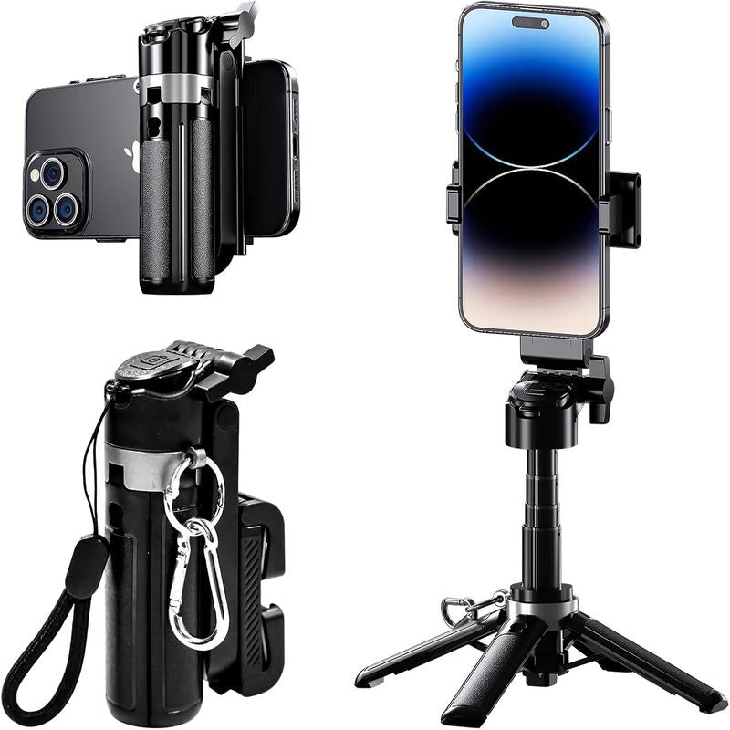 2025 New 4-In-1 Multifunctional Mini Selfie Stick with 360° Rotation Compact Stylish Wireless Bluetooth Control Magnetic Phone Holder for Selfies Video Recording Vlogging Compatible with Most Phones - Stabilizer Camera,Maxinum Extend to 16 Inches