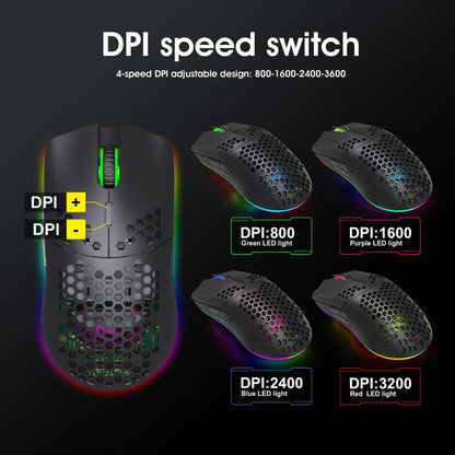 Fall HXSJ New RGB Wireless 2.4G Gaming Mouse, Rechargeable RGB Light Optical Mouse, Plug and Play Ergonomic Mouse for Desktop Notebook PC Home Office, Tech Gadgets, Gaming Mouse