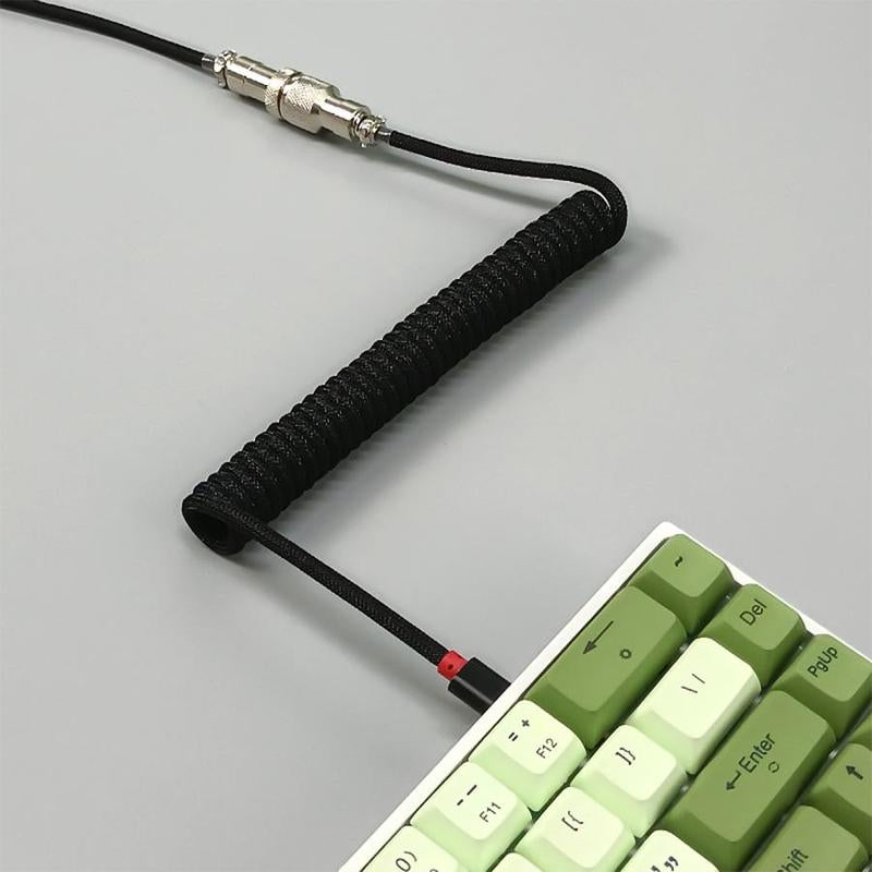 Braid Mechanical Keyboard Cable, 1 Count Plug-And-Play Gaming Keyboard USB Coiled Cable, Computer & Laptop Accessories