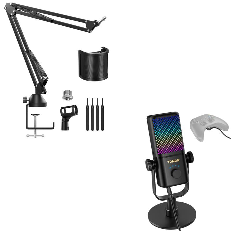 TONOR TCX3 Xbox Gaming Microphone - RGB Condenser Streaming Mic with Low Noise, Fast Charging, One Tap Mute, Compatible with Capture Card, 1.45 Pounds Cable Connection