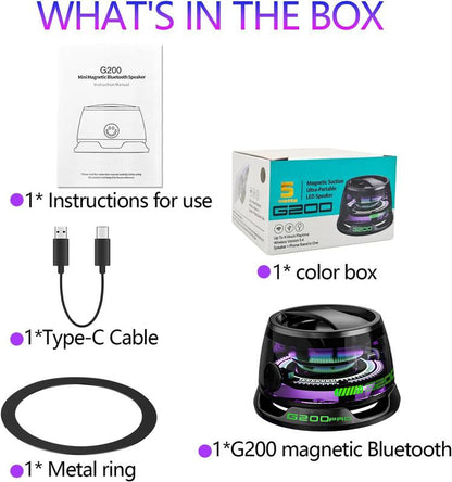 G200PRO Magnetic Bluetooth Speaker - Gifts Ideas - Phone Stand Bluetooth Speaker Magnet to Iphone, Android, Golf Cart & Anything Metal - Small Portable Speaker with RGB for Camping, Party, Desk#Fathersdaygifts