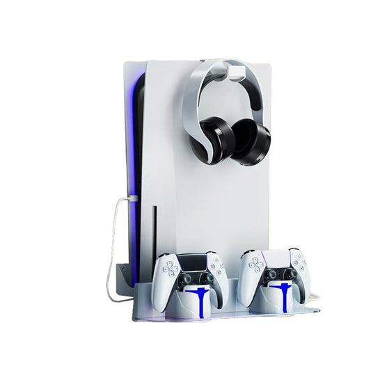 Hosanwell PS5 Universal Wall Mount Kit with Charging Station, Compatible with PS5 Pro and PS5 Slim Disc, PS5 Digital Edition, PS5 Normal Version, Dual Purpose Charging Station with Multi-Mode RGB Light, White, Amazon Best Seller