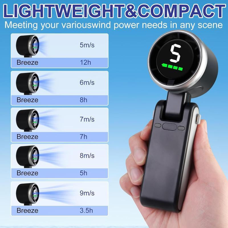 Portable Handheld Turbo Fan, 5 Gear Wind,4000Mah Battery Operated, up to 10 Working Hours, 3 in 1 Hand Fan Rechargeable with Air Turbo Tech Cooling Fan for Outdoor Activities, Travel, Working Fathersdaygift