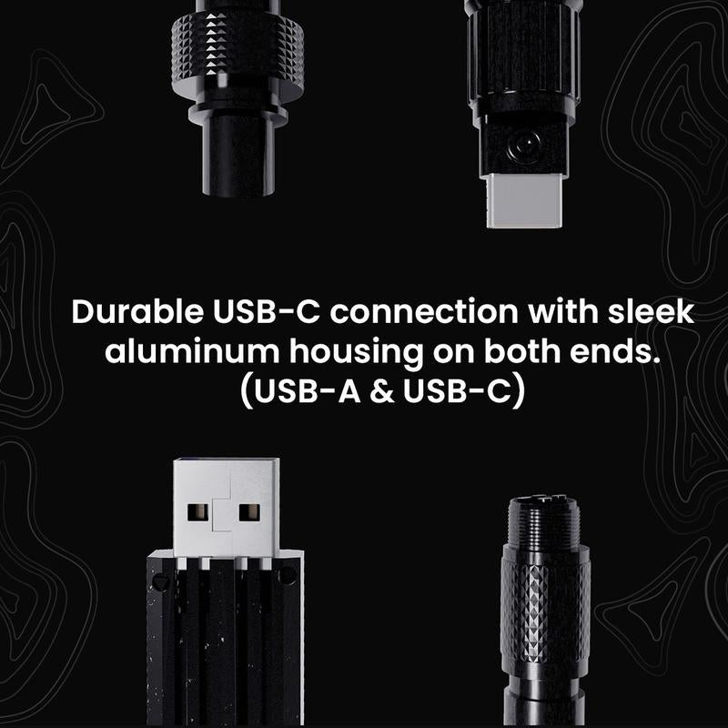 White Keyboard USB-C Coiled Cable | Detachable Metal Connectors | Double-Sleeved Cable | Gaming Keyboard Cable