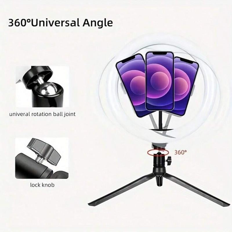 1 Piece Dimmable 10Inch LED Ring Light Adjustable Color Temperature - USB Powered Studio Lighting with 120 Leds, 360° Rotating Gooseneck Tripod and Phone Stand for Vlogging, Photography, and Live Streaming