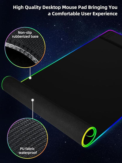 XXL Gaming Mouse Pad with Magnetic Wireless Charging, Large Desk Pad Protector, RGB Black Mousepad Desk Mat with 15W Fast Charger, 4Mm Thick Non-Slip, Waterproof Laptop Writing Pad for Office, Home, Gaming Tiktokshopbacktoschool