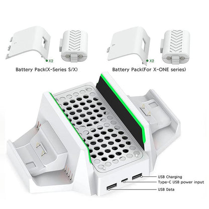 Cooling Stand with Dual Cooling Fan for Xbox Series S, Dual Controller Charging Rack with LED Indicator, 3 Gears Adjustable Speed Low Noise Console Accessories, Gaming Products