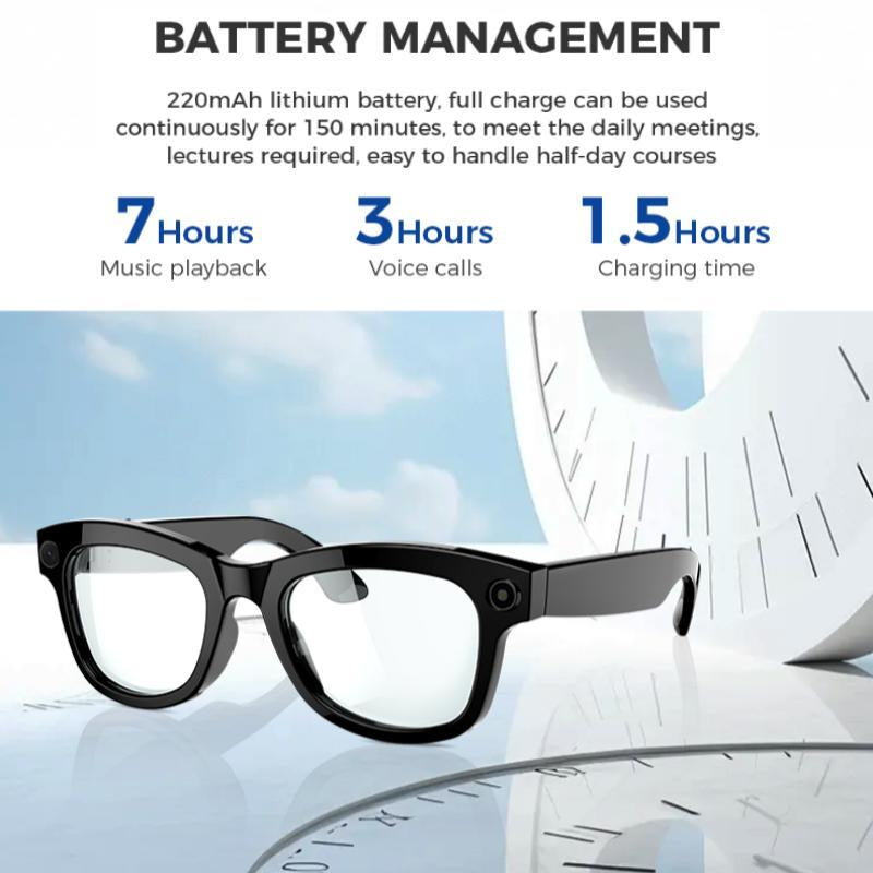 M01 Intelligent Camera and Video Glasses, Built-In High-Definition Camera, Equipped with Surround Sound Headphones and Speakers,And Have Smart Polarized Lenses That Block Blue Light. They Are Suitable for Daily Activities Such Work and Driving.
