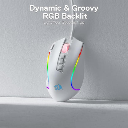 Redragon M612 Predator RGB Gaming Mouse, 8000 DPI Wired Optical Gamer Mouse with 11 Programmable Buttons & 5 Backlit Modes, Software Supports DIY Keybinds Rapid Fire Button