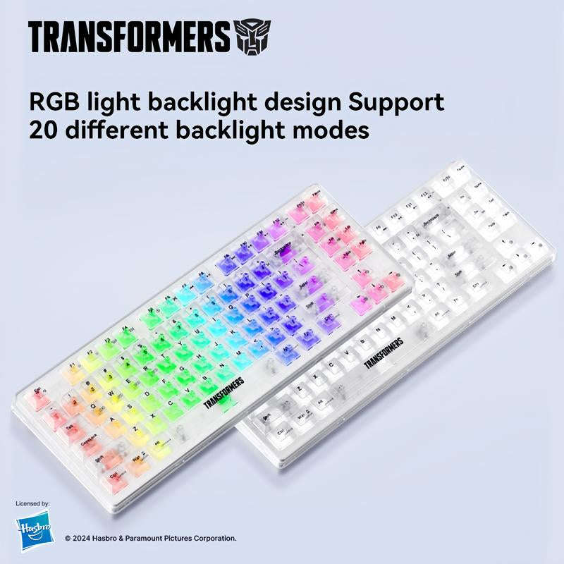 Transformers Monster Shaft Transparent Keycap Gaming Mechanical Keyboard Spacer Mechanical Keyboard Three Modes Bt5.0/2.4Ghz/Usb-C Hot-Swappable Wireless Keyboard 85 Keys RGB Backlight Gaming Keyboard Pre-Lubricated Linear Switch Keyboard for Win/Mac