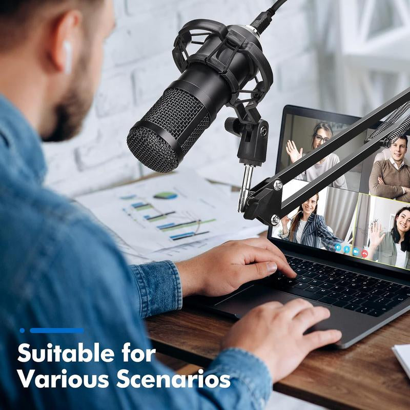 USB Gaming Microphone Pc,Professional Cardioid 192Khz/24Bit Plug & Play Mic Recording Microphone Kit with Advanced Chipset,For Streaming, Podcast, Studio and Singing