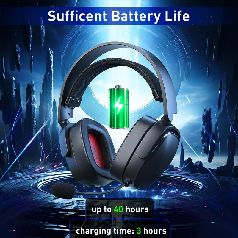 SENZER X100 2.4G Wireless Gaming Headset, Get Rid of the Wired Constraints, Soft and Comfortable Ear Cups, No Pressure on the Ears and Head, Suitable for PS4, PS5, PC, Can Be Connected to Different Devices via USB, BT, Cable. Audio Headphone