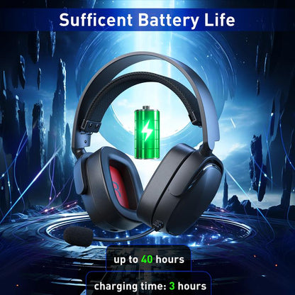 SENZER X100 2.4G Wireless Gaming Headset, Get Rid of the Wired Constraints, Soft and Comfortable Ear Cups, No Pressure on the Ears and Head, Suitable for PS4, PS5, PC, Can Be Connected to Different Devices via USB, BT, Cable. Audio Headphone