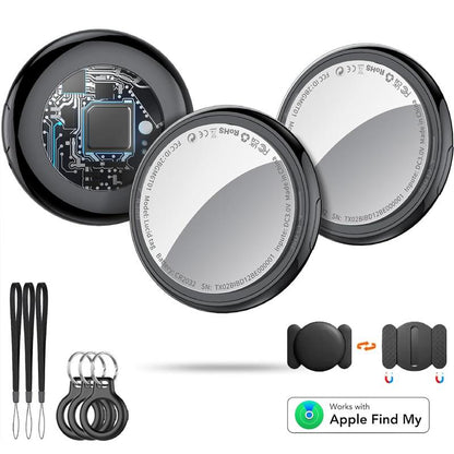 [Fall Deals] Tukio GPS Tracker for Cars & Pets - Mini Clear Design, Weatherproof Case, Anti-Lost Device, Works with Apple Find My Ios Only, IP67 Waterproof, Replaceable Battery Protection