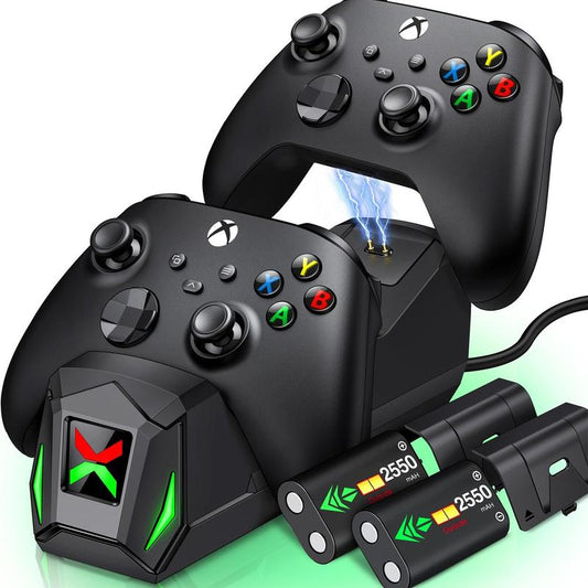 Controller Charger Station with 2X2550Mah Rechargeable Battery Packs for Xbox One/Series X|S Controller, Dual Charging Dock for Xbox One Controller Battery Pack with 4 Battery Covers for Xbox