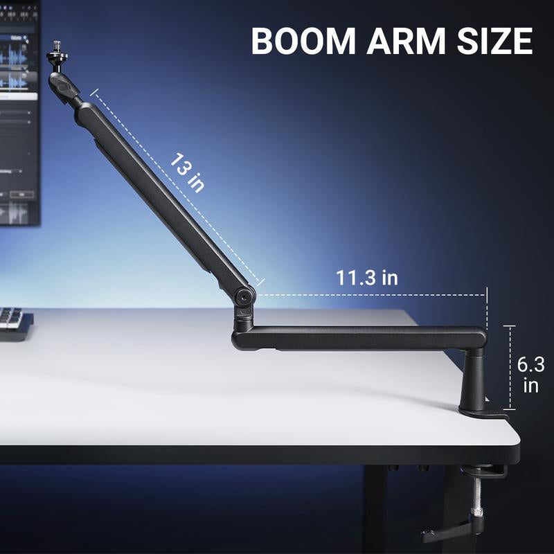 FIFINE BM88 Low Profile Microphone Boom Arm, Adjustable Stick Microphone Arm Stand with Desk Mount Clamp, Screw Adapter, Cable Management, for Podcast Audio Streaming Gaming Studio, Dealsforyoudays