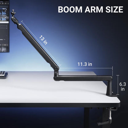 FIFINE BM88 Low Profile Microphone Boom Arm, Adjustable Stick Microphone Arm Stand with Desk Mount Clamp, Screw Adapter, Cable Management, for Podcast Audio Streaming Gaming Studio, Dealsforyoudays