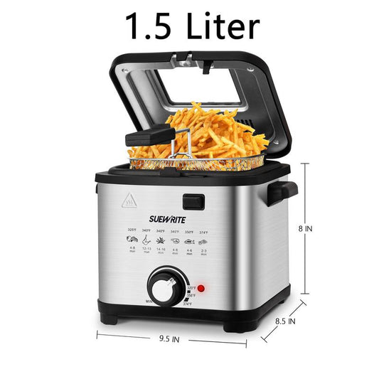 Susteas 1500W Electric Fryer with Removable Lid – Choose 1.5L or 2.5L Capacity, Adjustable Temp Control, Fast Heating & Easy-Clean Non-Stick Pot. Perfect for Kitchen Cooking!