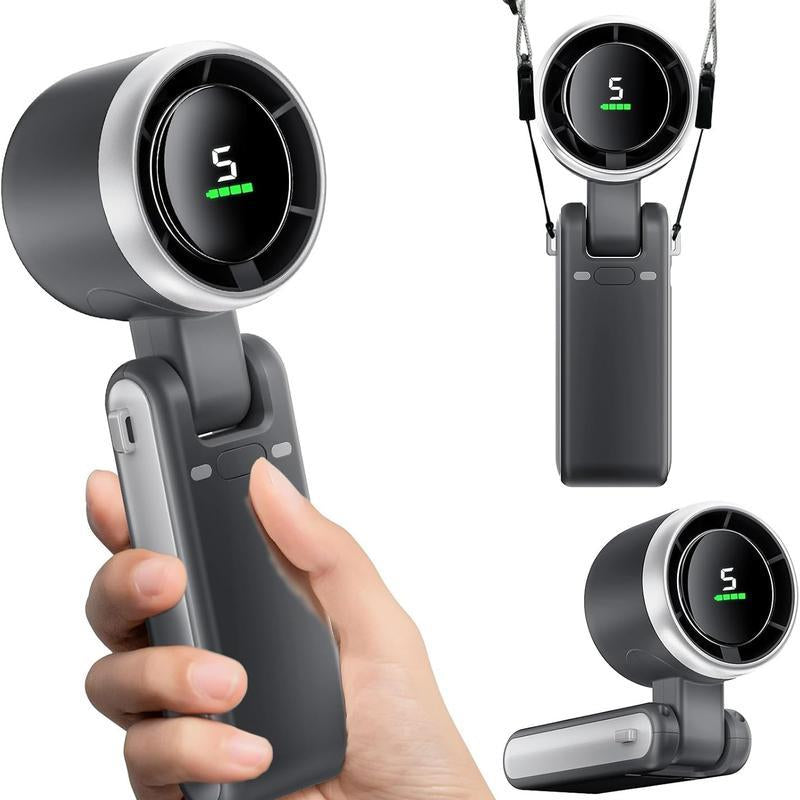Portable Handheld Turbo Fan, 5 Gear Wind,4000Mah Battery Operated, up to 10 Working Hours, 3 in 1 Hand Fan Rechargeable with Air Turbo Tech Cooling Fan for Outdoor Activities, Travel, Working Fathersdaygift