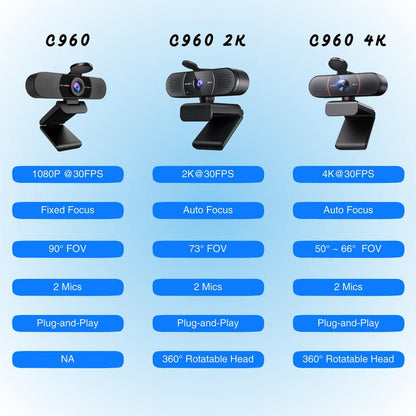 4K/2K/1080P Full HD Webcam EMEET C960 Gaming for Switch 2 Camera, Streaming for Creator, USB Web Camera PC Mini Camera W/ Microphones 90 Degree Angle, Streaming & Gaming Camera, Dealsforyoudays