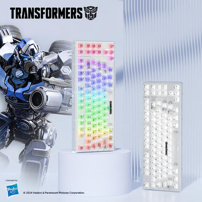 Transformers Monster Shaft Transparent Keycap Gaming Mechanical Keyboard Spacer Mechanical Keyboard Three Modes Bt5.0/2.4Ghz/Usb-C Hot-Swappable Wireless Keyboard 85 Keys RGB Backlight Gaming Keyboard Pre-Lubricated Linear Switch Keyboard for Win/Mac
