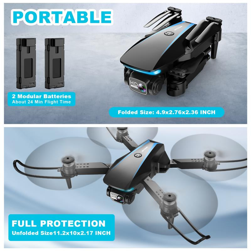 1080P HD Camera Drone for Beginners (Kids/Adults) - Foldable Mini Design, Stable Hover, Trajectory Flight, 90° Lens, 3D Flip, One Key Start Fpv Rechargeable Adjustable Cameravlogging