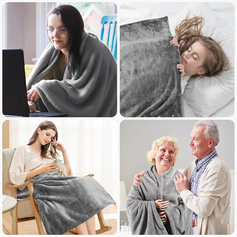 Portable USB Heated Blanket Shawl - 63'' X 33.5'' Wearable Electric Throw with 20000Mah Battery Pack | Adjustable 3 Heating Levels & Fast Heating | Machine Washable Dual-Sided Velvet Soft Wrap for Indoor/Outdoor Use at Home/Office/Travel