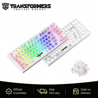 Transformers Monster Shaft Transparent Keycap Gaming Mechanical Keyboard Spacer Mechanical Keyboard Three Modes Bt5.0/2.4Ghz/Usb-C Hot-Swappable Wireless Keyboard 85 Keys RGB Backlight Gaming Keyboard Pre-Lubricated Linear Switch Keyboard for Win/Mac