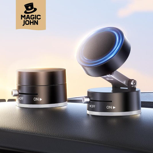 New-Magic JOHN 360° Magnetic Phone Holder Strong Magnetic Grip, Anti-Slip Base & Foldable Design for Car, Home & Travel