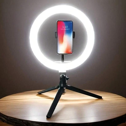 1 Piece Dimmable 10Inch LED Ring Light Adjustable Color Temperature - USB Powered Studio Lighting with 120 Leds, 360° Rotating Gooseneck Tripod and Phone Stand for Vlogging, Photography, and Live Streaming