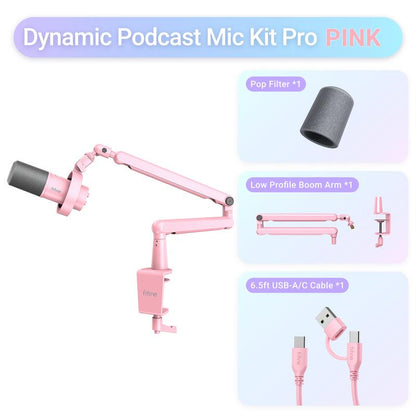 FIFINE K688CT USB/XLR Dynamic Podcast Microphone – Pro Mic Kit with Adjustable Boom Arm, Mute & Monitor for Streaming, Gaming, Vocal & Music Recording Audio, for PC Smartphone Mixer