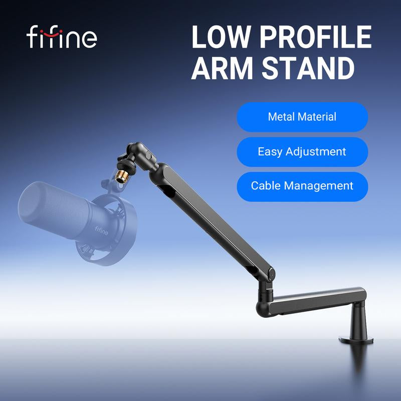 FIFINE BM88 Low Profile Microphone Boom Arm, Adjustable Stick Microphone Arm Stand with Desk Mount Clamp, Screw Adapter, Cable Management, for Podcast Audio Streaming Gaming Studio, Dealsforyoudays