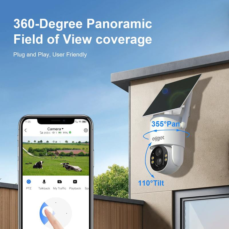 4G LTE Solar Camera Security, No Wifi Outdoor Wireless, 2.5K Spotlight Night Vision, Motion Alert, Sd/Cloud Storage, SIM Included, Affordable Home Surveillance, 360 Camera, Pumping Room Camera