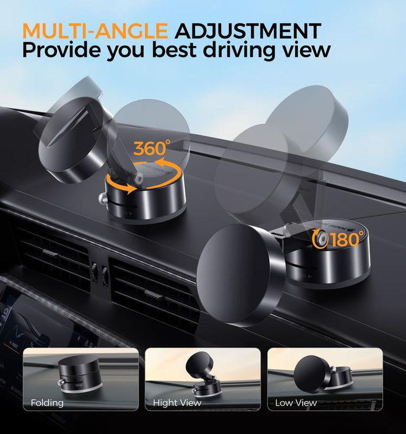New-Magic JOHN 360° Magnetic Phone Holder Strong Magnetic Grip, Anti-Slip Base & Foldable Design for Car, Home & Travel