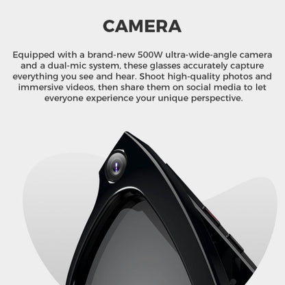M01 Intelligent Camera and Video Glasses, Built-In High-Definition Camera, Equipped with Surround Sound Headphones and Speakers,And Have Smart Polarized Lenses That Block Blue Light. They Are Suitable for Daily Activities Such Work and Driving.