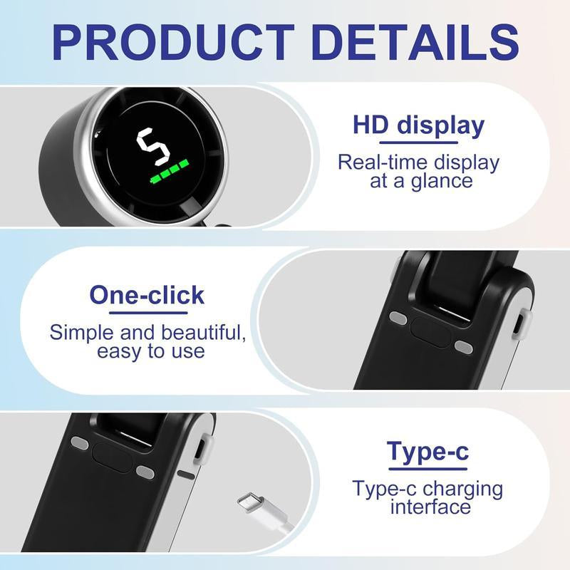 Portable Handheld Turbo Fan, 5 Gear Wind,4000Mah Battery Operated, up to 10 Working Hours, 3 in 1 Hand Fan Rechargeable with Air Turbo Tech Cooling Fan for Outdoor Activities, Travel, Working Fathersdaygift