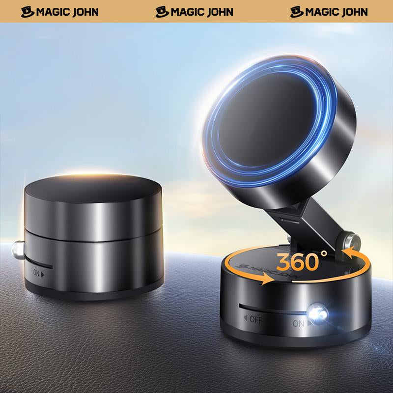 New-Magic JOHN 360° Magnetic Phone Holder Strong Magnetic Grip, Anti-Slip Base & Foldable Design for Car, Home & Travel