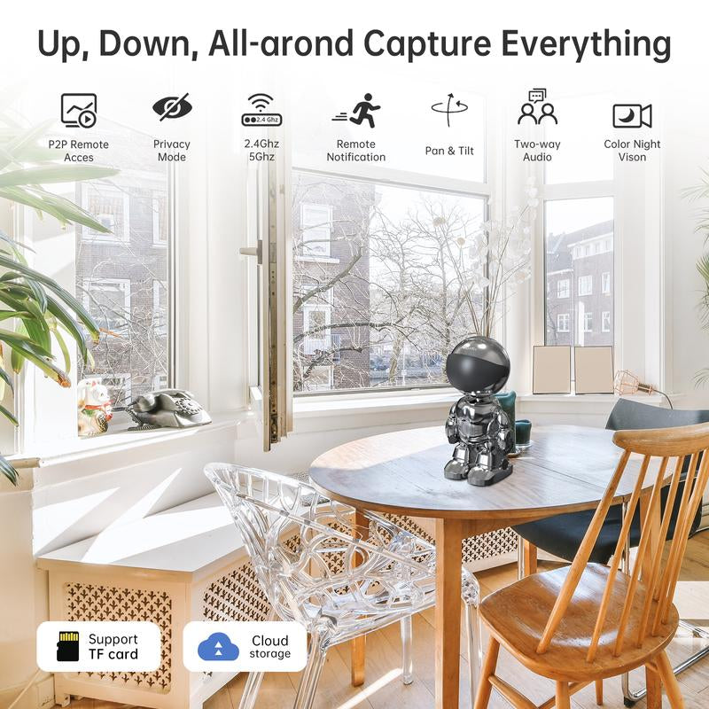 3MP 5G&2.4Ghz Wifi Camera with Motion Detection and Two-Way Audio for Home Security - Wireless, Automatic Cable Monitoring Phone