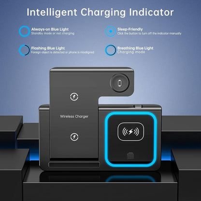 Wireless Charger for Iphone , Apple Watch Airpods 3 in 1 Charging Station Stand